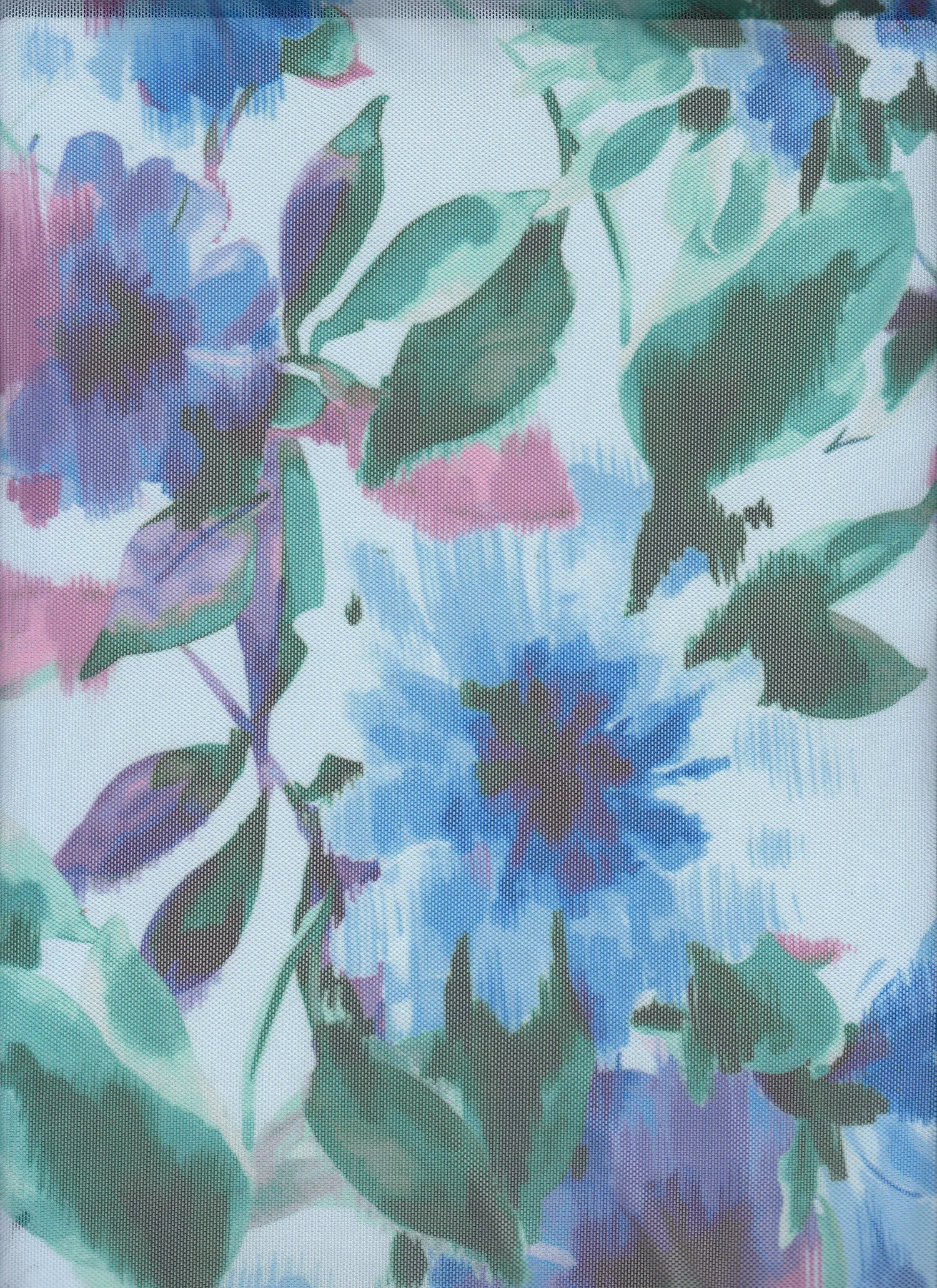 1 Yard Floral Digital Mesh Fabric, 54'' Wide Polyester Spandex Blend