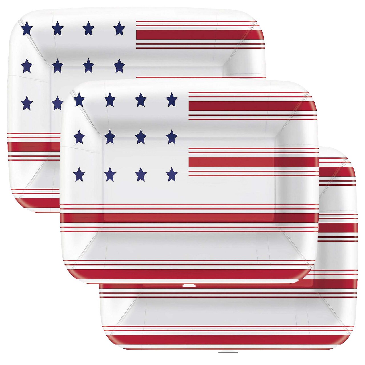Peppy Patriotic 9" x 6" Rectangular Appetizer Plates 8ct