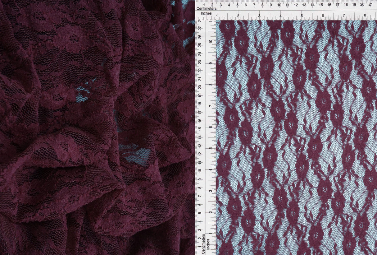 Stretch Lace Fabric 1 Yard Lightweight Flexible Sheer Material 58/60" Wide