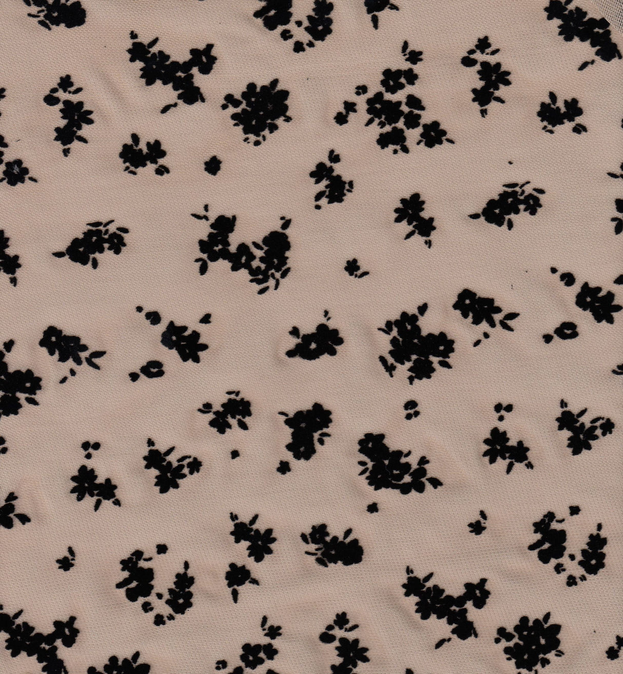 Floral Flocking Mesh Black