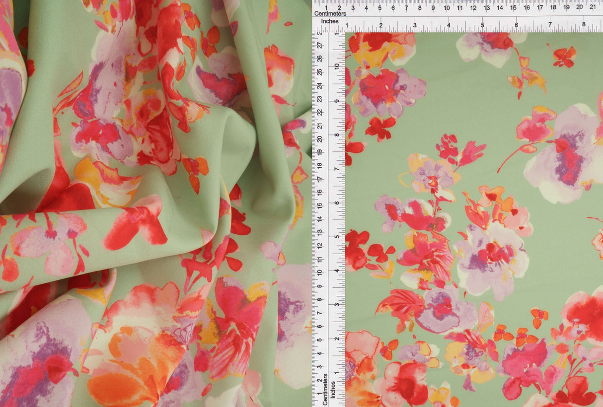 Floral Printed Peach Skin Woven