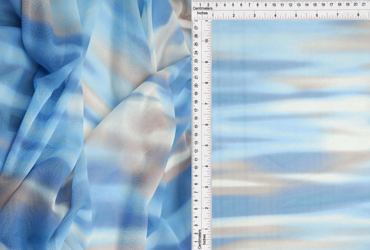 1 Yard Digital Abstract Tie Dye Mesh Fabric, 56/58'' Wide Polyester Spandex Blend