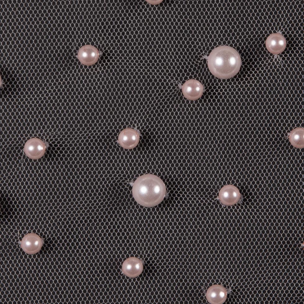 Mesh Lace with Pearl Beads - Cradle Pink