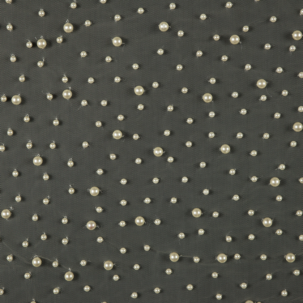 Mesh Lace with Pearl Beads - Ivory