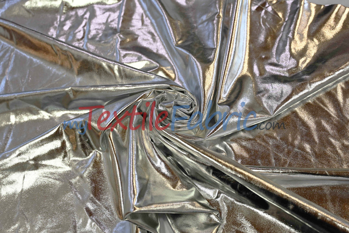 Metallic Foil Spandex Lame Spandex Fabric - All Over Foil, 60" Width (1 Yard)