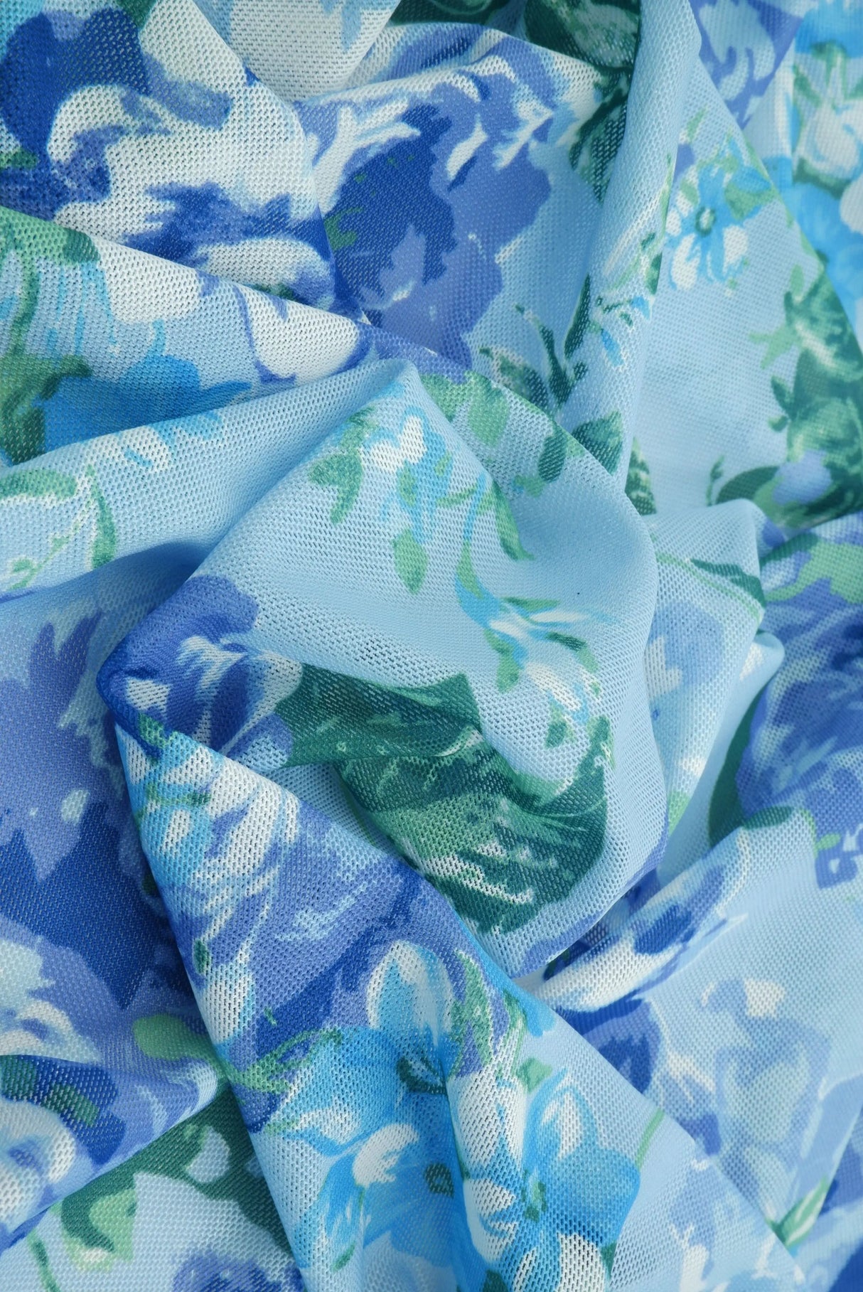 1 Yard Digital Floral Print Mesh Fabric Soft Stretch Sheer, 54 Inch Wide