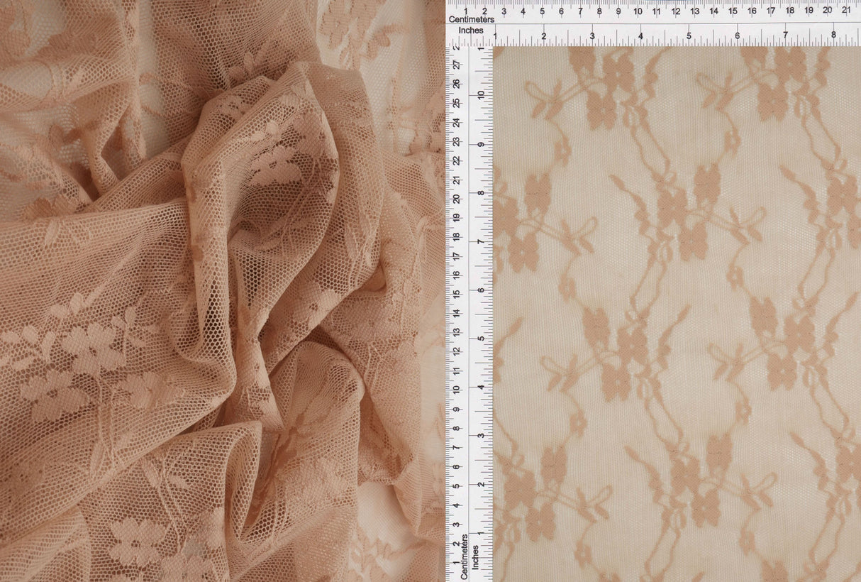 Floral Lace Nylon Spandex Khaki