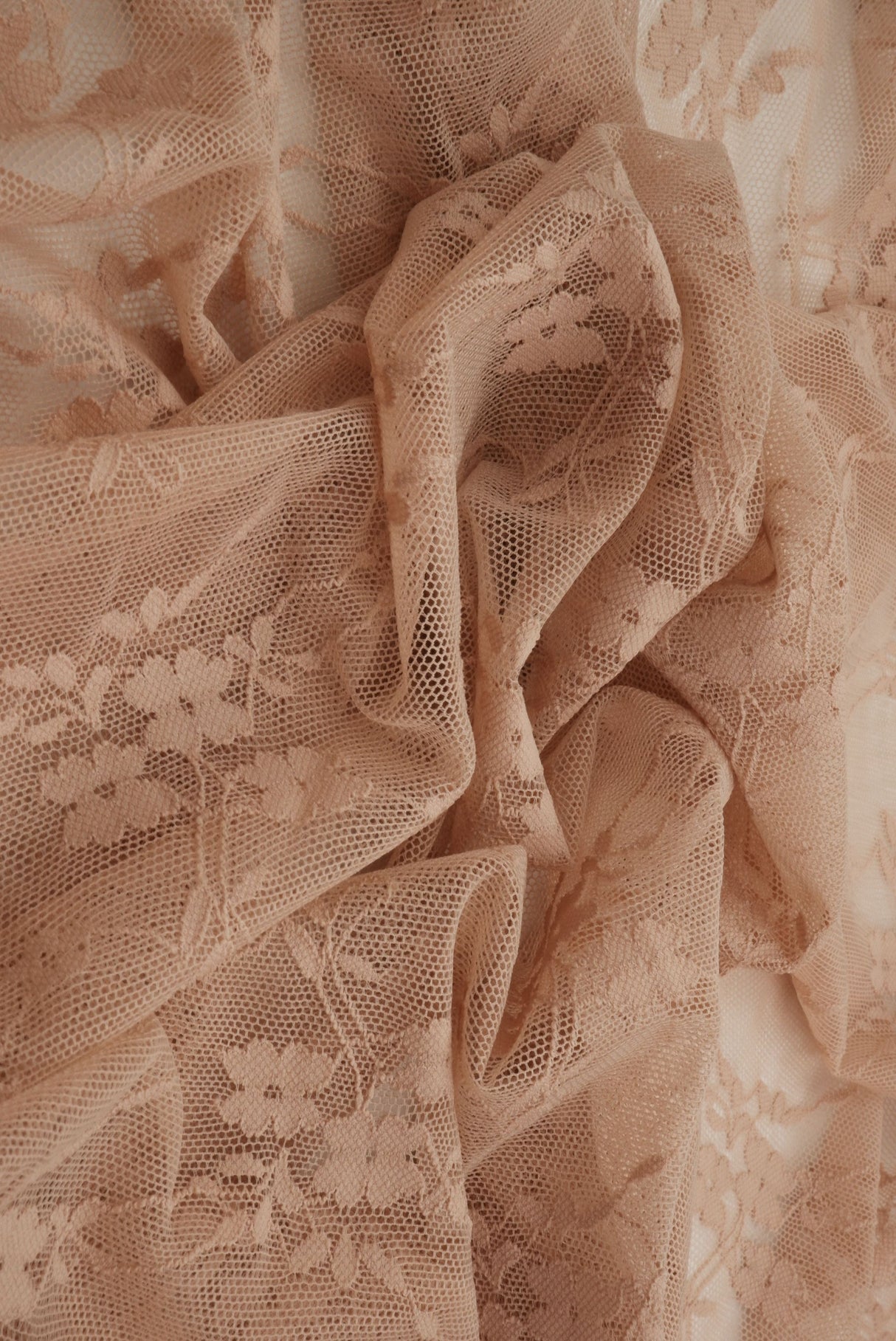 Floral Lace Nylon Spandex Khaki
