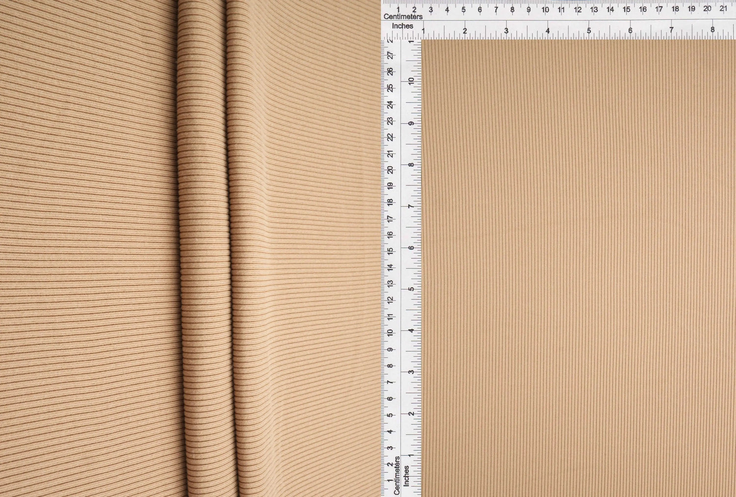 1 Yard Peach Rib Solid Fabric 250 GSM Polyester Spandex Blend 48" Width