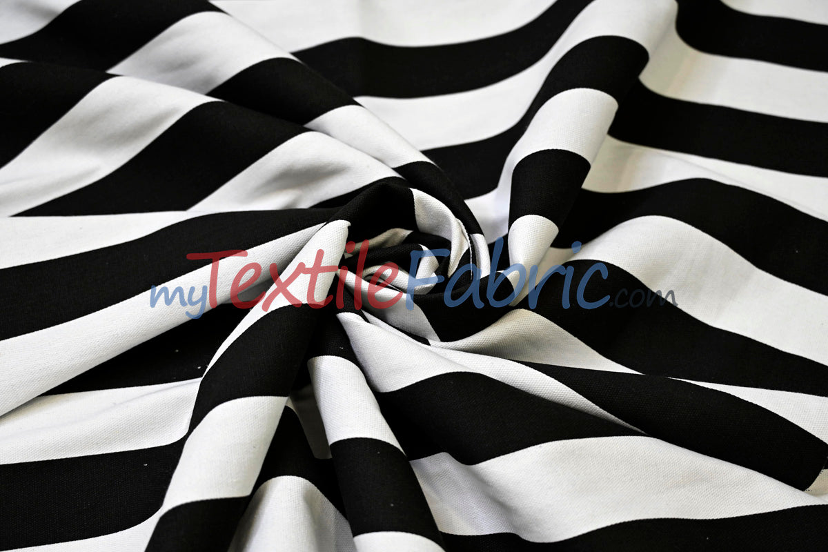 10 Oz 100% Cotton Canvas 2" Stripe Fabric - Multiple Colors, 60" Wide (1 Yard)