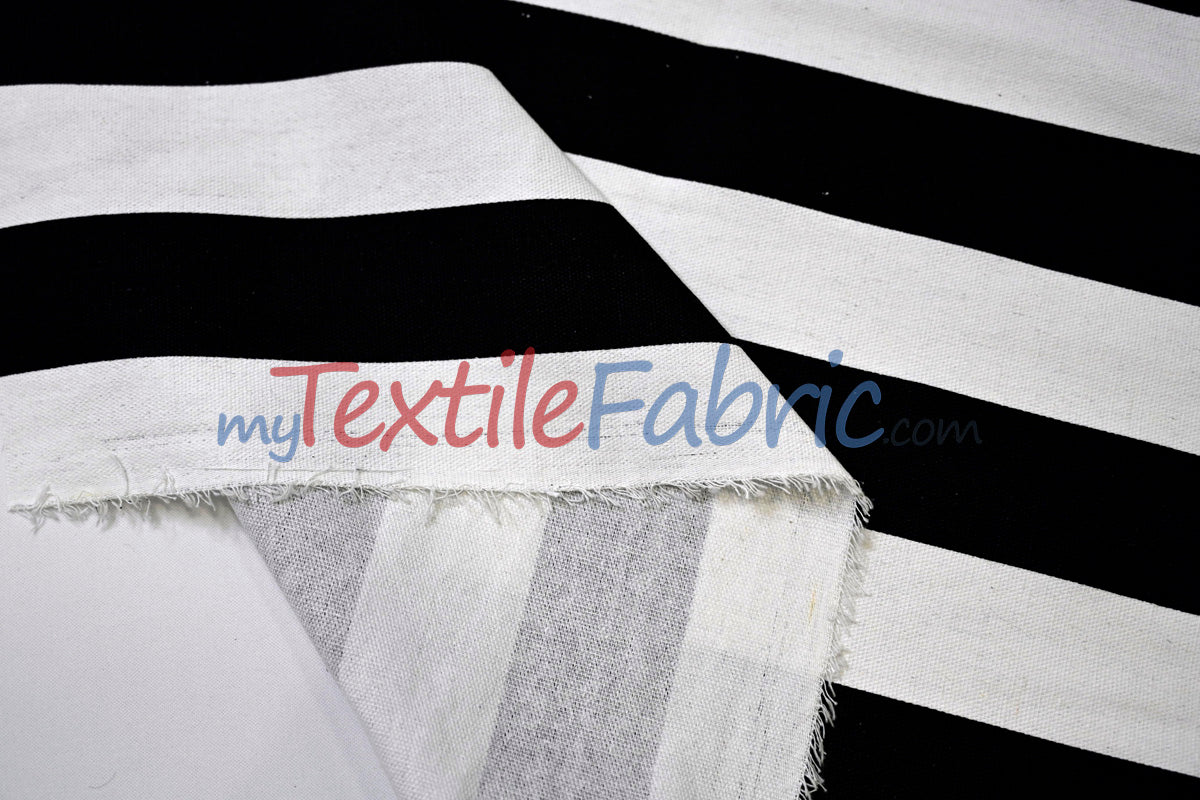 10 Oz 100% Cotton Canvas 2" Stripe Fabric - Multiple Colors, 60" Wide (1 Yard)
