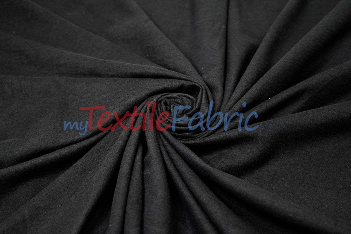 Black Cotton Flannel Fabric - Black Solid, 60" Width (1 Yard)