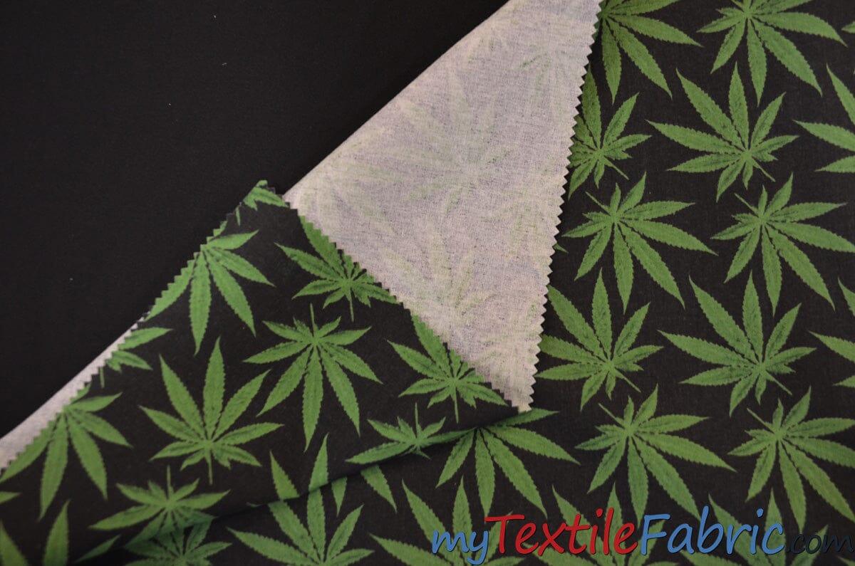 Marijuana Cannabis Leaf 100 Percent Cotton Fabric - Leaf Print, 60" Width (1 Yard)