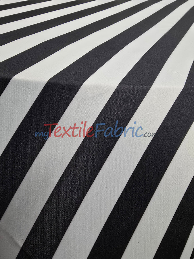 1 Inch Stripe Satin Print Lamour Satin Fabric - Black White 1 Inch Stripe, 58/60" Width (1 Yard)