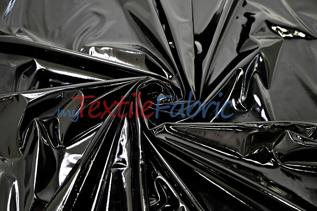 Shiny Stretch Patent Vinyl Fabric - 94% Polyester, 6% Spandex, Glossy Finish, 55" Width (1 Yard)