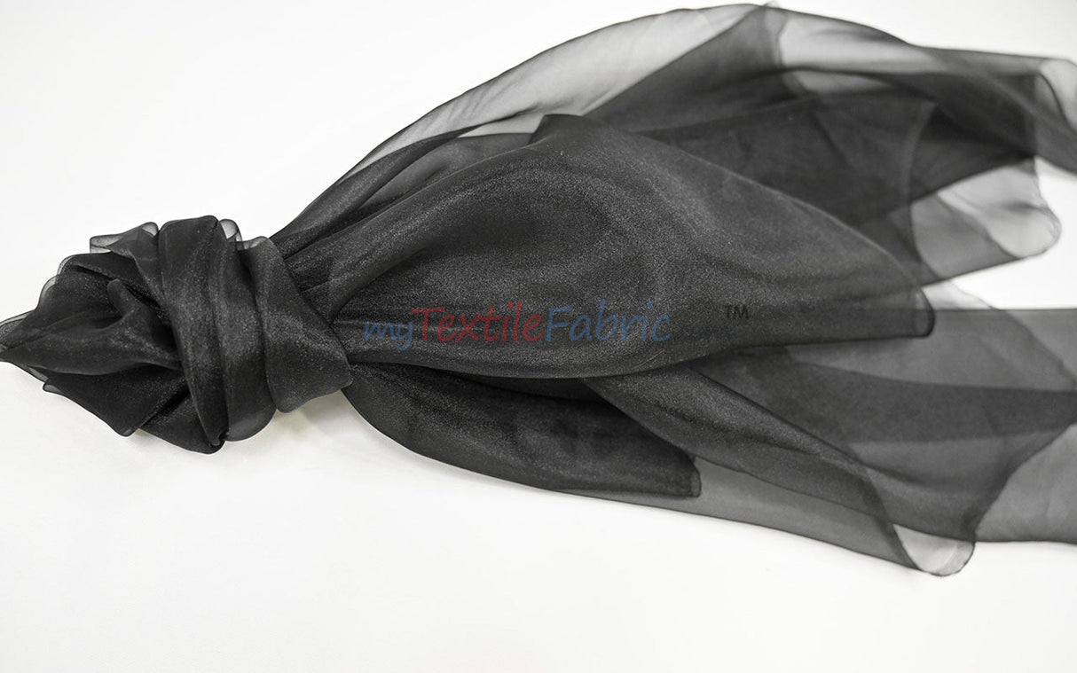Super Organza Polyester Fabric - Semi-Sheen Sheer, 60" Width, White, Ivory, Baby Blue, Lavender, Black (By The Yard)