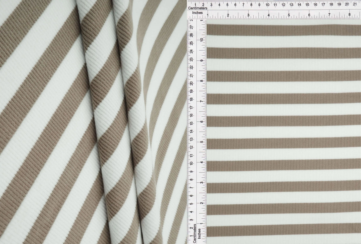 1 Yard Poly Spandex Cool Cotton 260 GSM Stripe Fleece Rib Knit Fabric Soft 52" Width