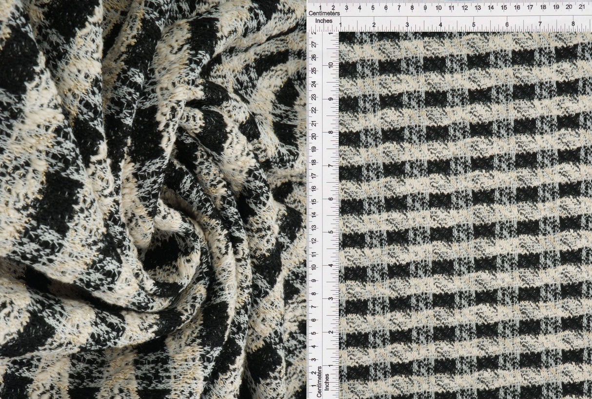 Boucle Knit Checkered Fabric