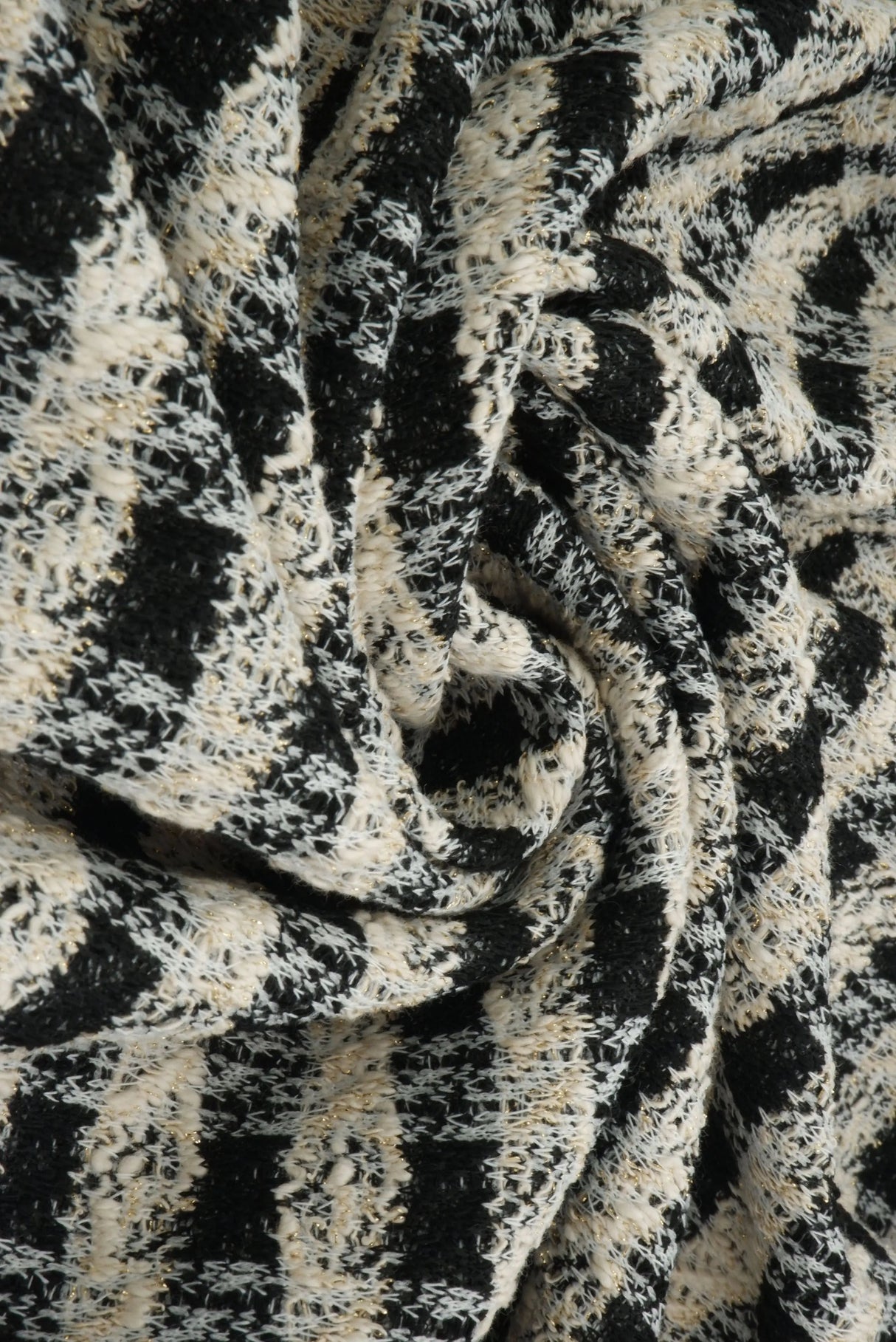 1 Yard Knit Boucle Checkered Fabric 265 GSM Polyester Cotton Spandex Blend 58/60" Width