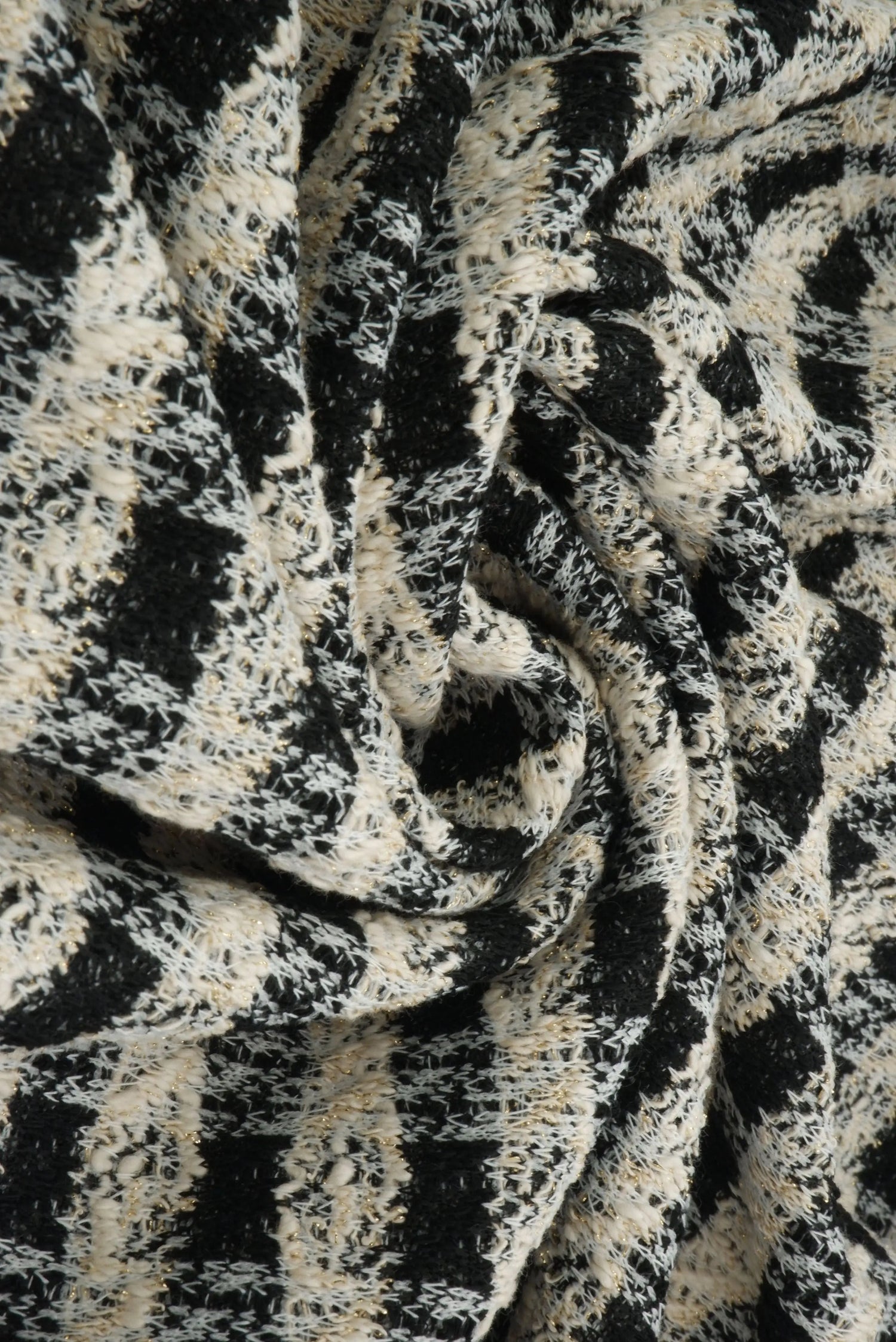 1 Yard Knit Boucle Checkered Fabric 265 GSM Polyester Cotton Spandex Blend 58/60" Width