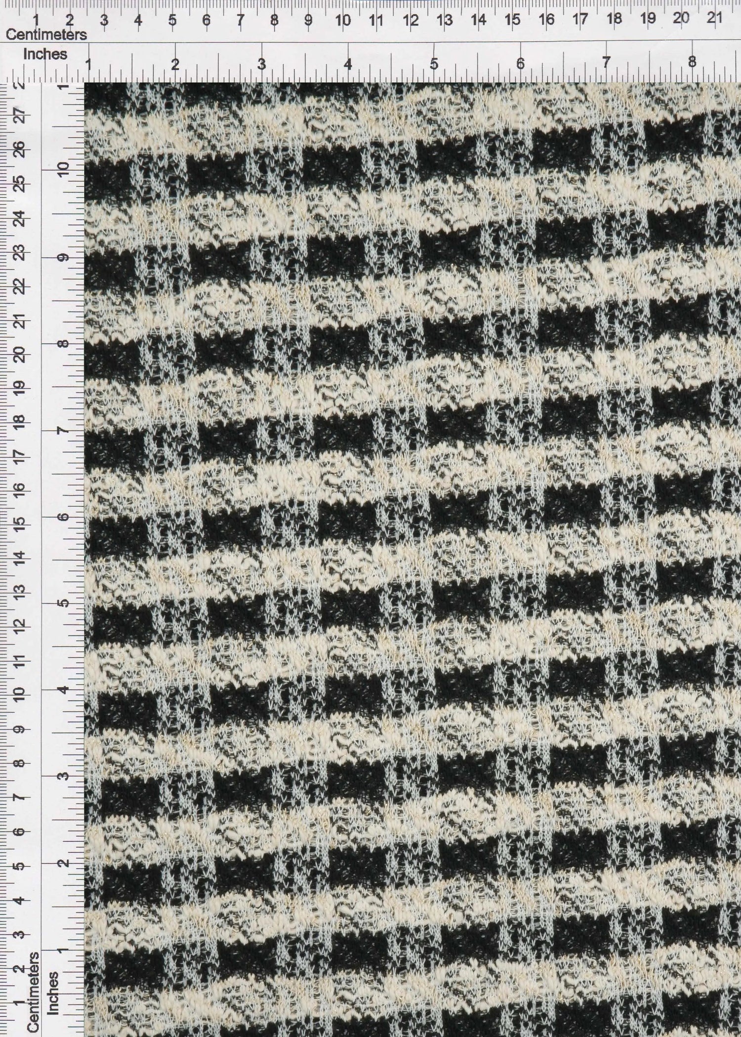 1 Yard Knit Boucle Checkered Fabric 265 GSM Polyester Cotton Spandex Blend 58/60" Width