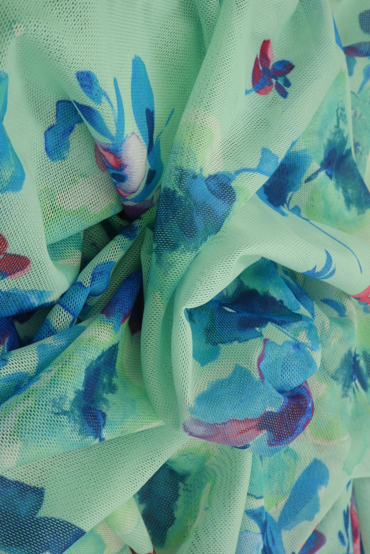 Floral Digital Mesh Fabric Blue Violet
