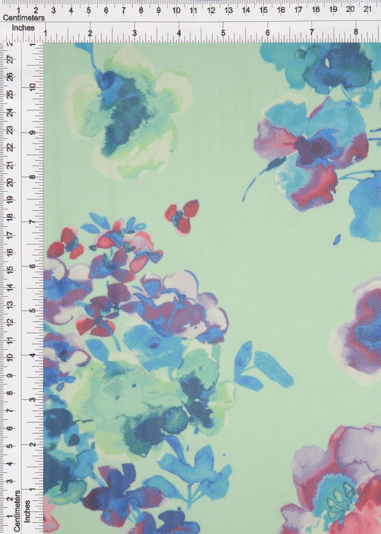Floral Digital Mesh Fabric Blue Violet
