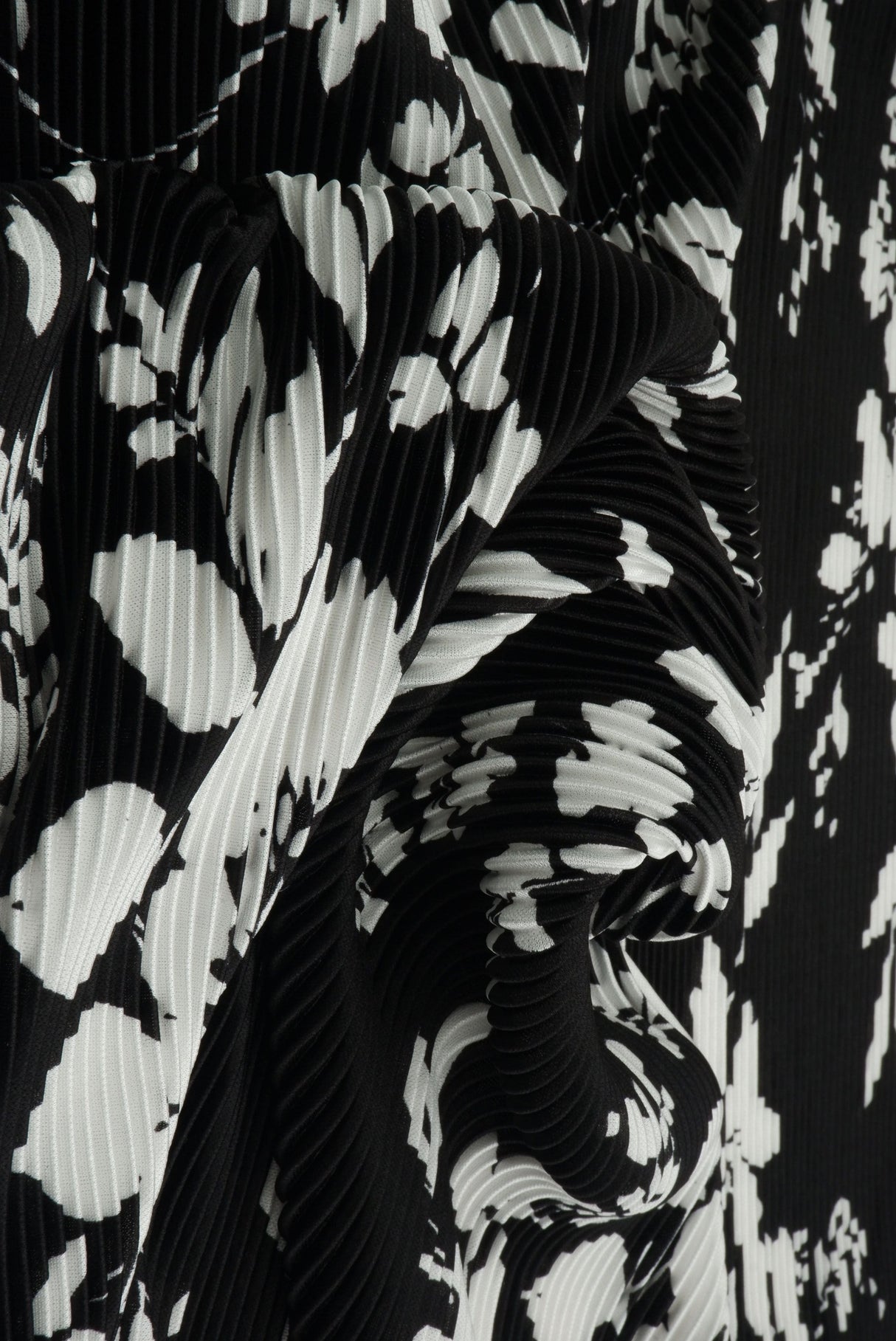Floral Pleated Interlock Knit Fabric