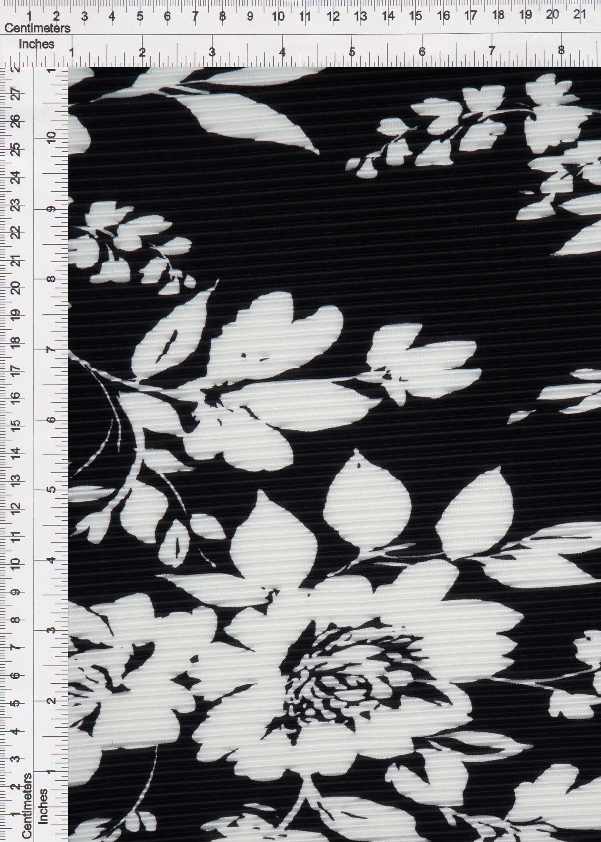 Floral Pleated Interlock Knit Fabric