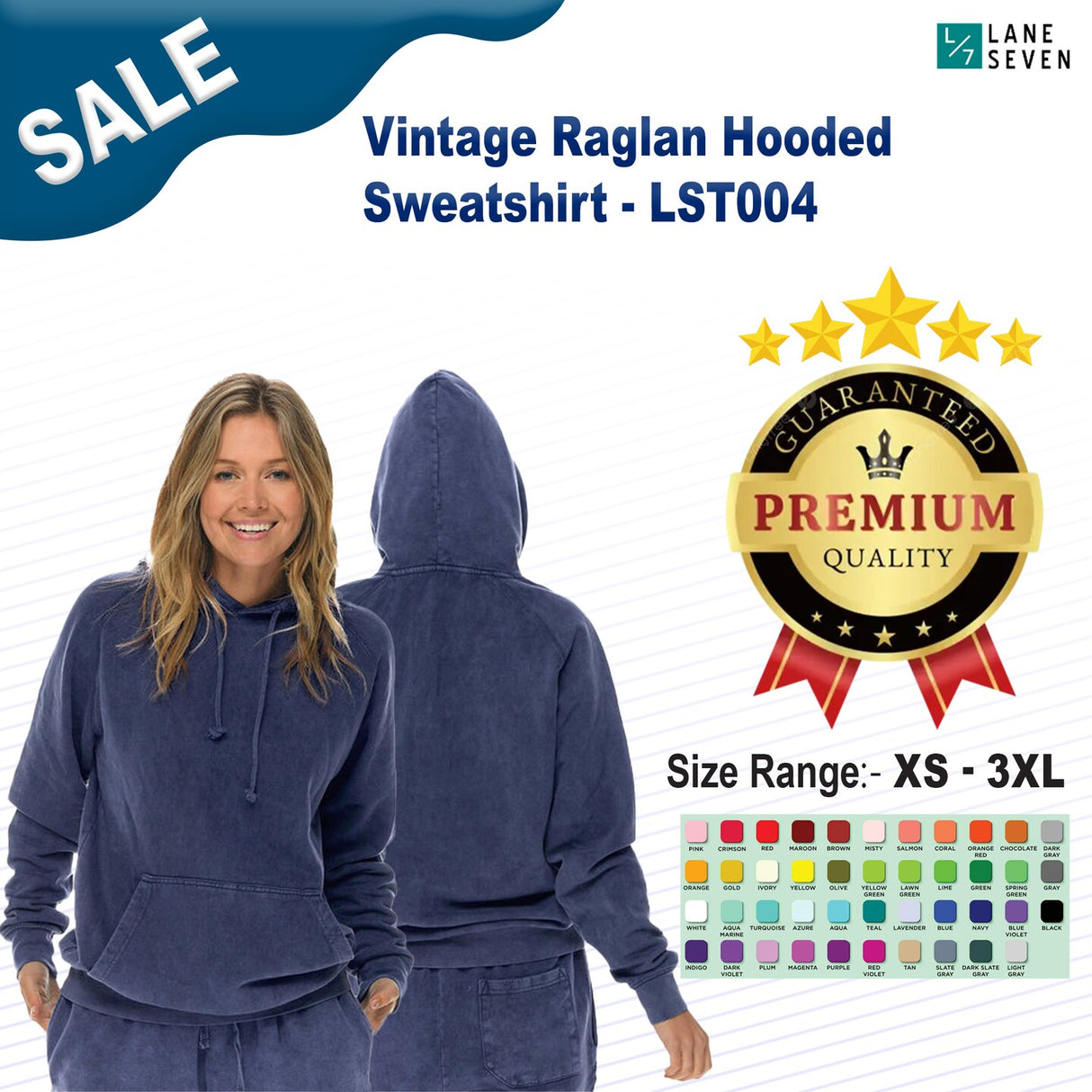 Lane Seven® Vintage Raglan Hooded Sweatshirt