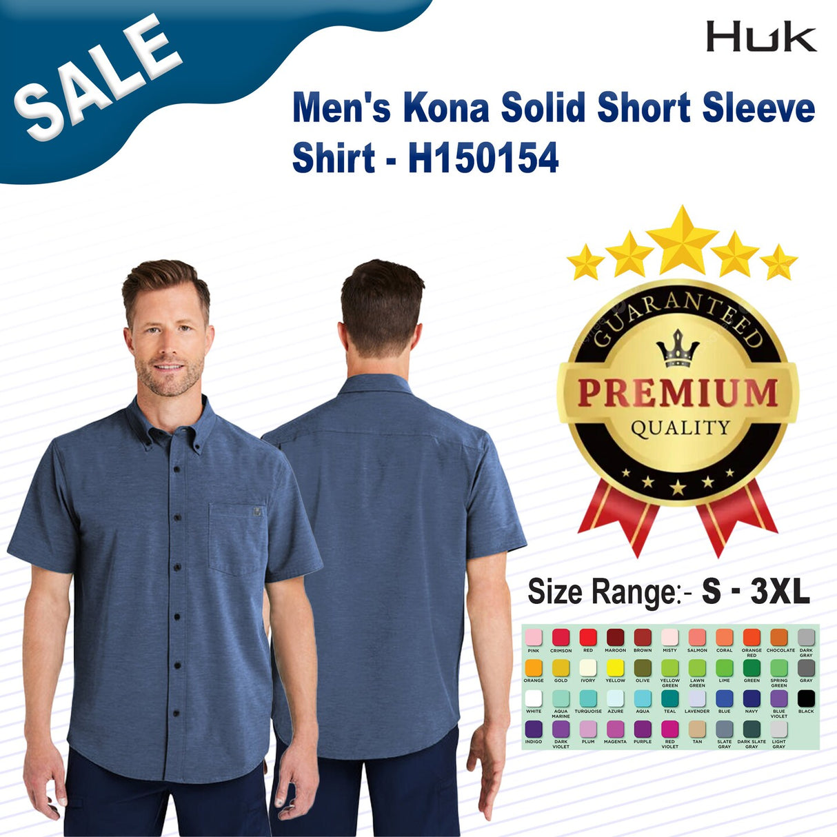 HUK® Men's Kona Solid Short Sleeve Shirt