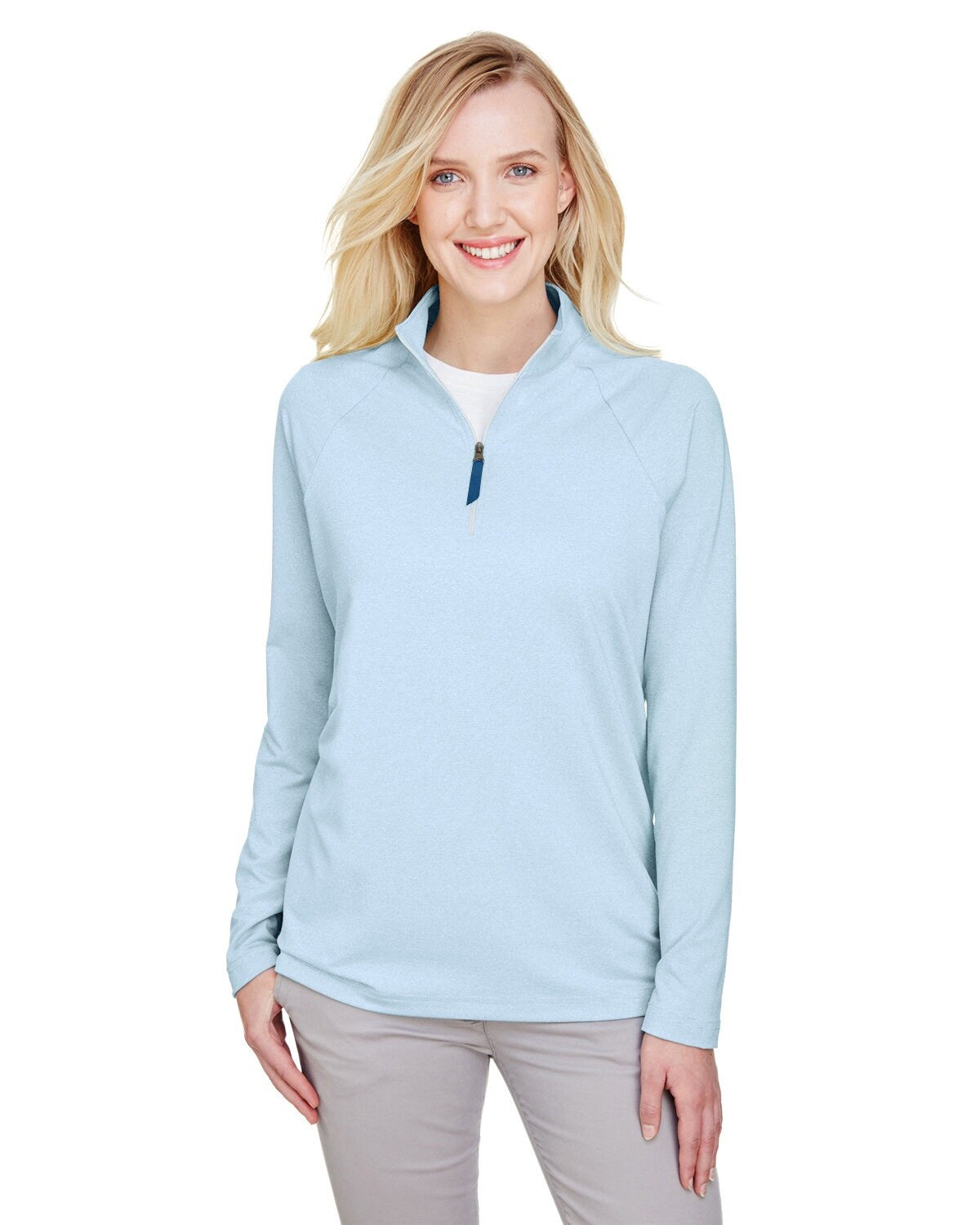 Devon & Jones® Ladies Clubhouse Micro-Stripe Quarter-Zip