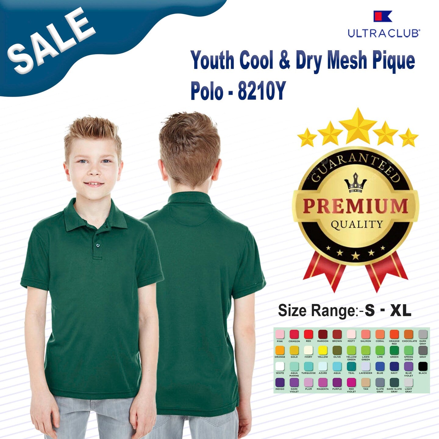 UltraClub® Youth Cool & Dry Mesh Piqué Polo