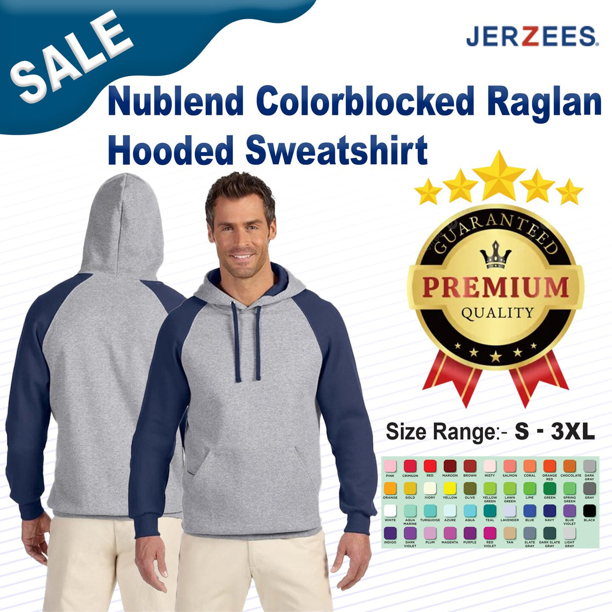 JERZEES® Nublend Colorblocked Raglan Hooded Sweatshirt
