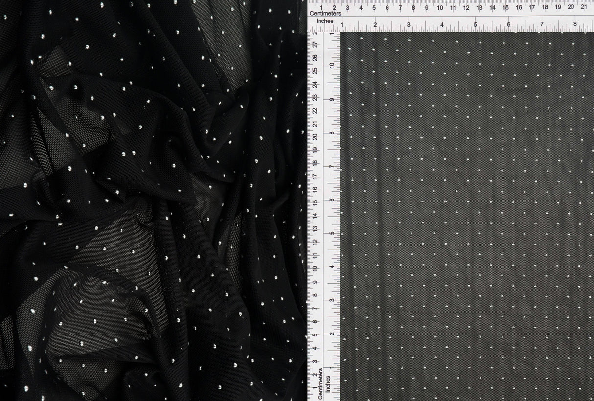 Foil Dot Stretch Mesh Fabric