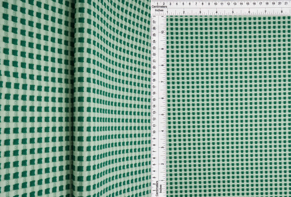 1 Yard Checkered Jacquard YD Fabric Stretch Polyester Rayon Spandex 60/62 Inches Wide