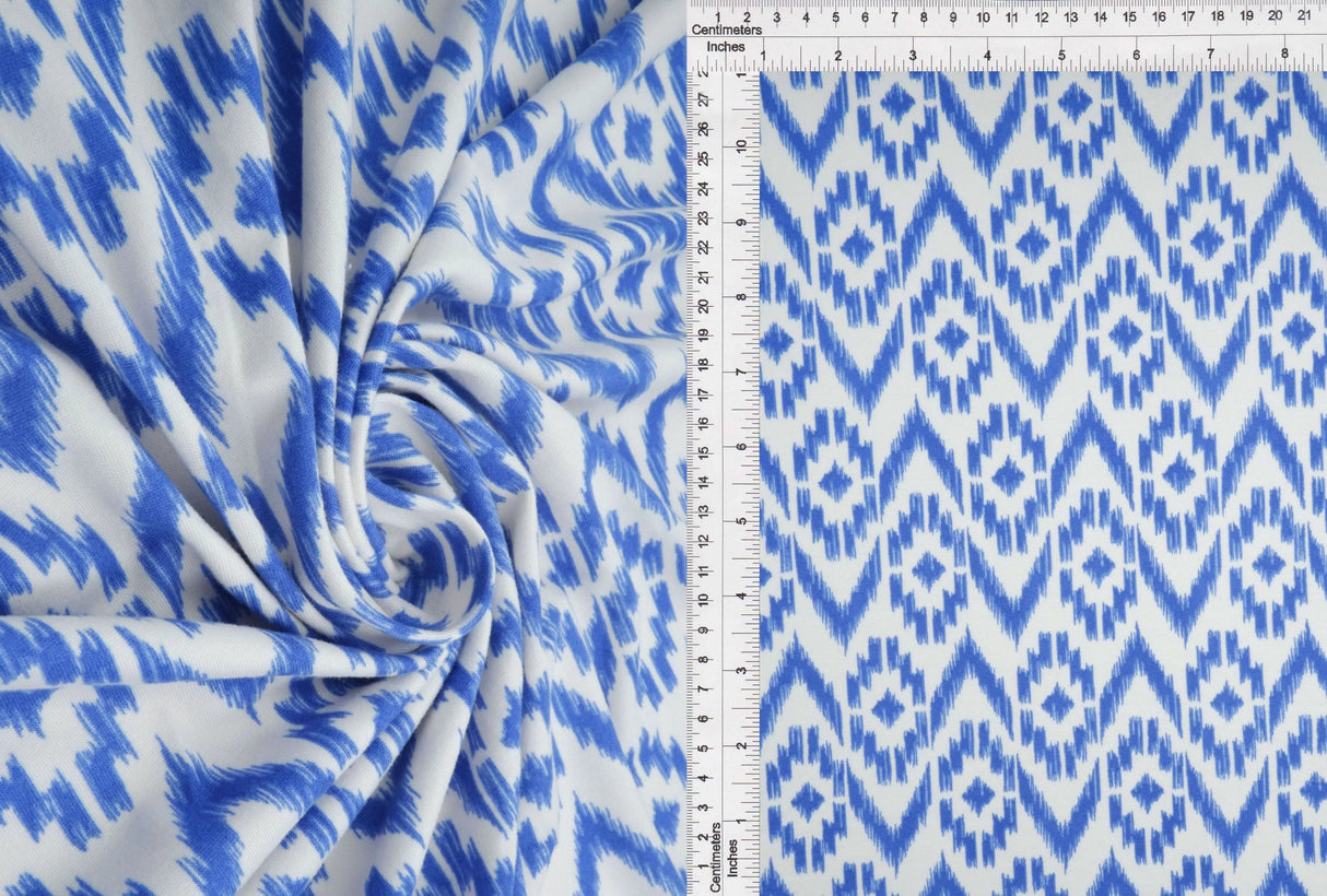 1 Yard Brushed DTY Tribal Print Knit Fabric 170 GSM, 58/60? Wide Polyester Spandex Blend