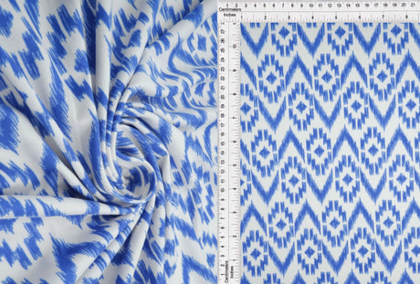 1 Yard Brushed DTY Tribal Print Knit Fabric 170 GSM, 58/60? Wide Polyester Spandex Blend