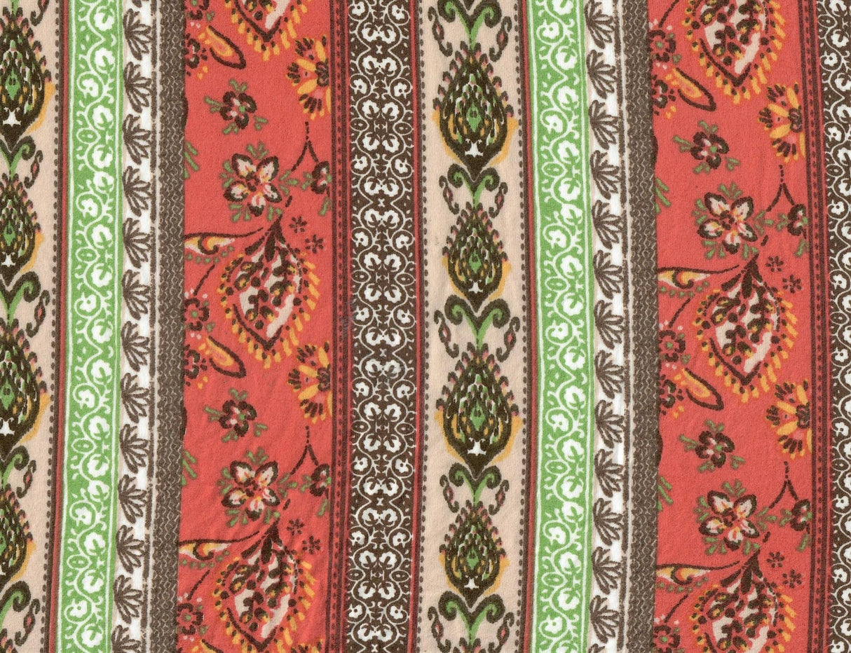 Brushed Boho Stripe Knit Fabric Rust