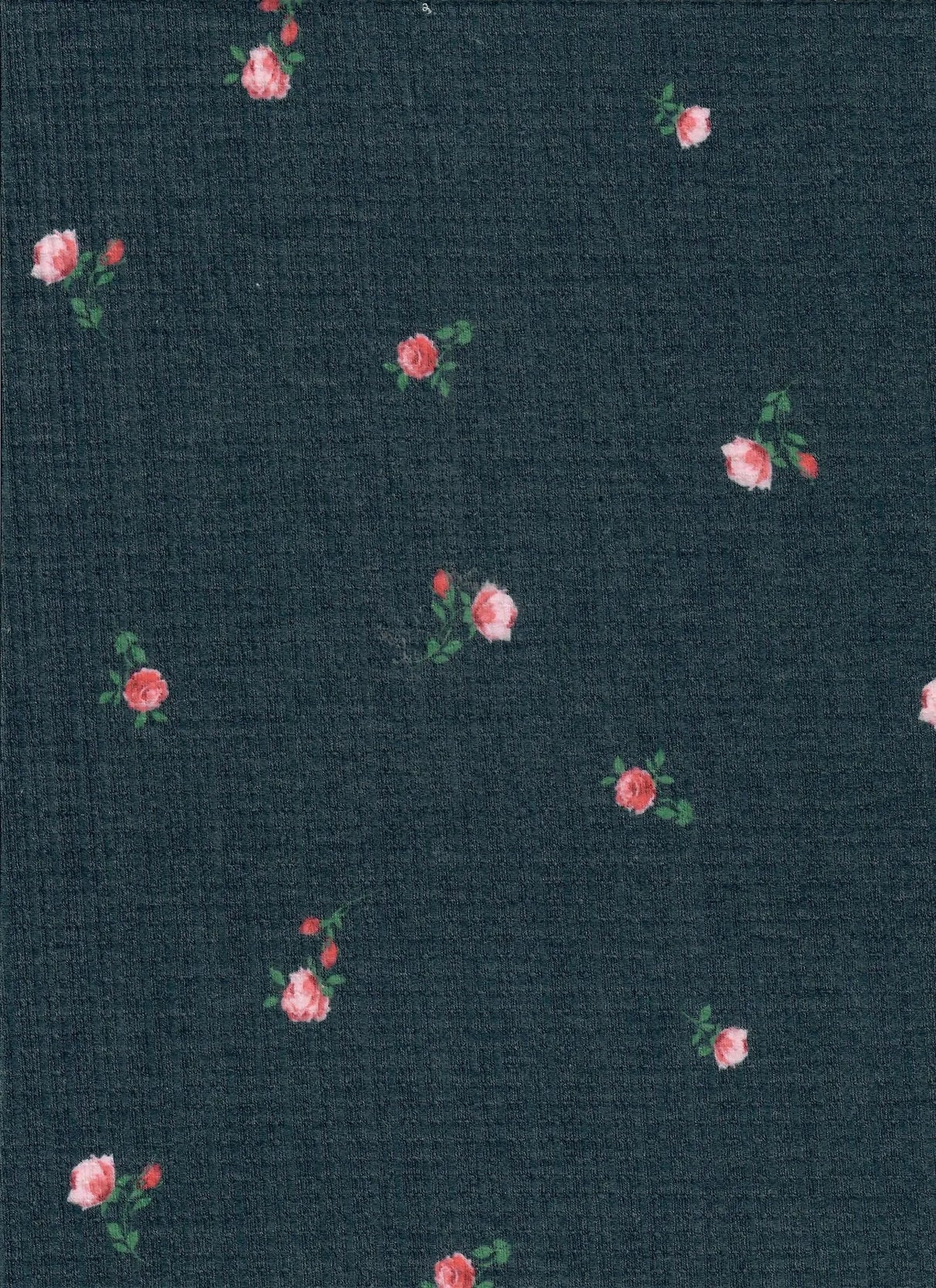 1 Yard Polyester Rayon Spandex 190 GSM Pointelle Ditsy Rib Print Fabric Soft 58/60" Width