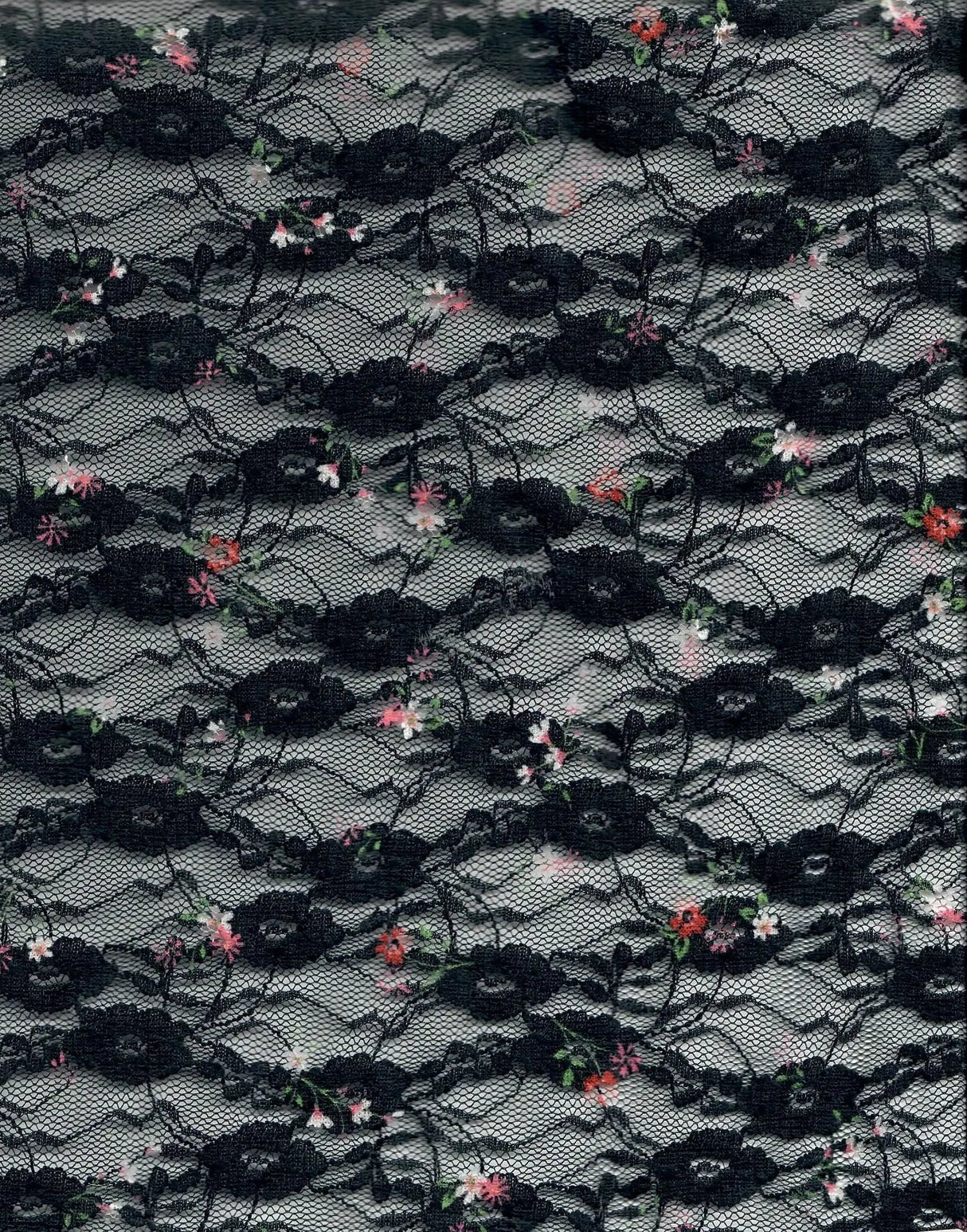 1 Yard Ditsy Printed Lace Fabric, 56/58'' Wide Polyester Spandex Blend