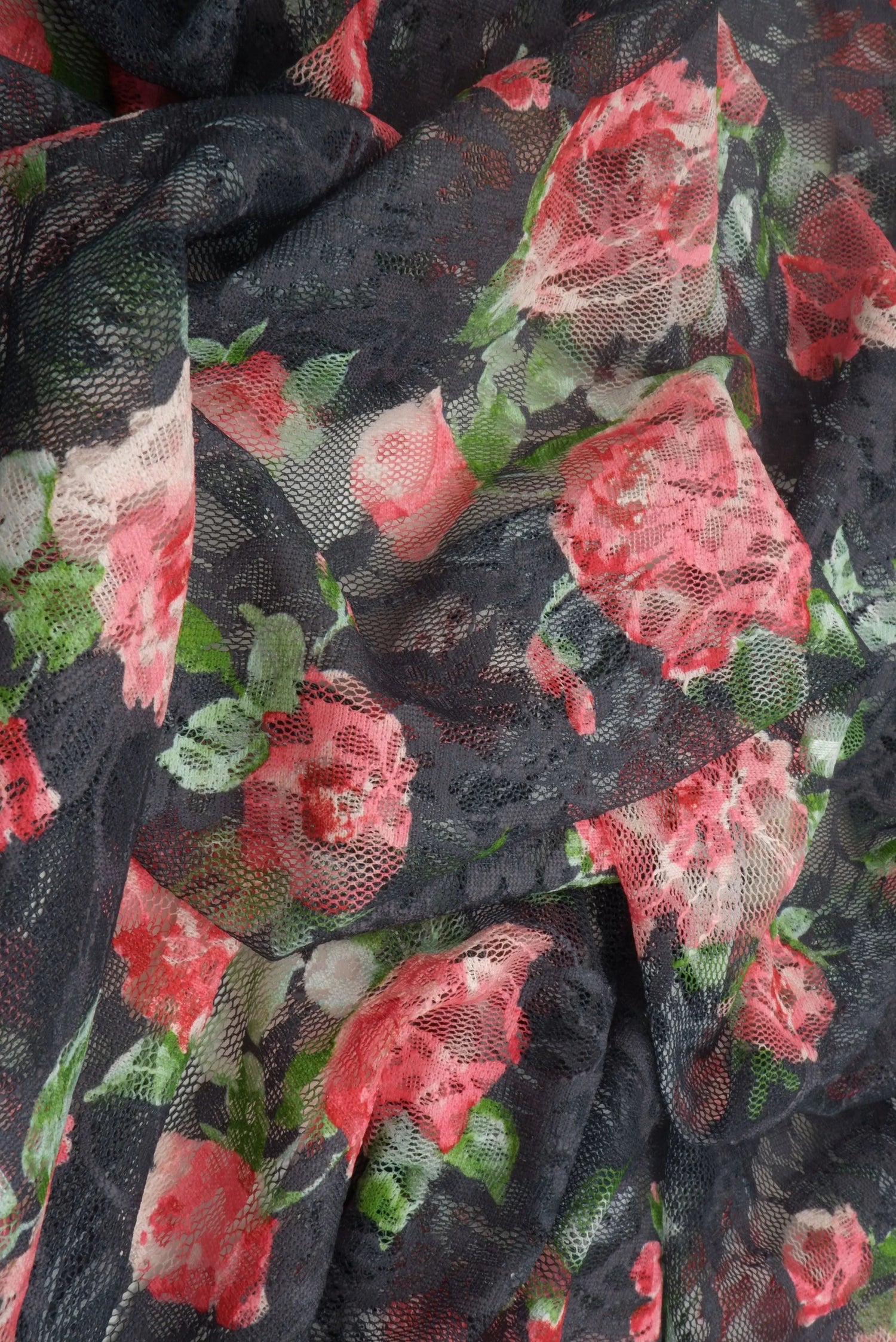 Floral Lace Print Fabric 92% Polyester 8% Spandex Soft Stretch 56/58 Inches Wide