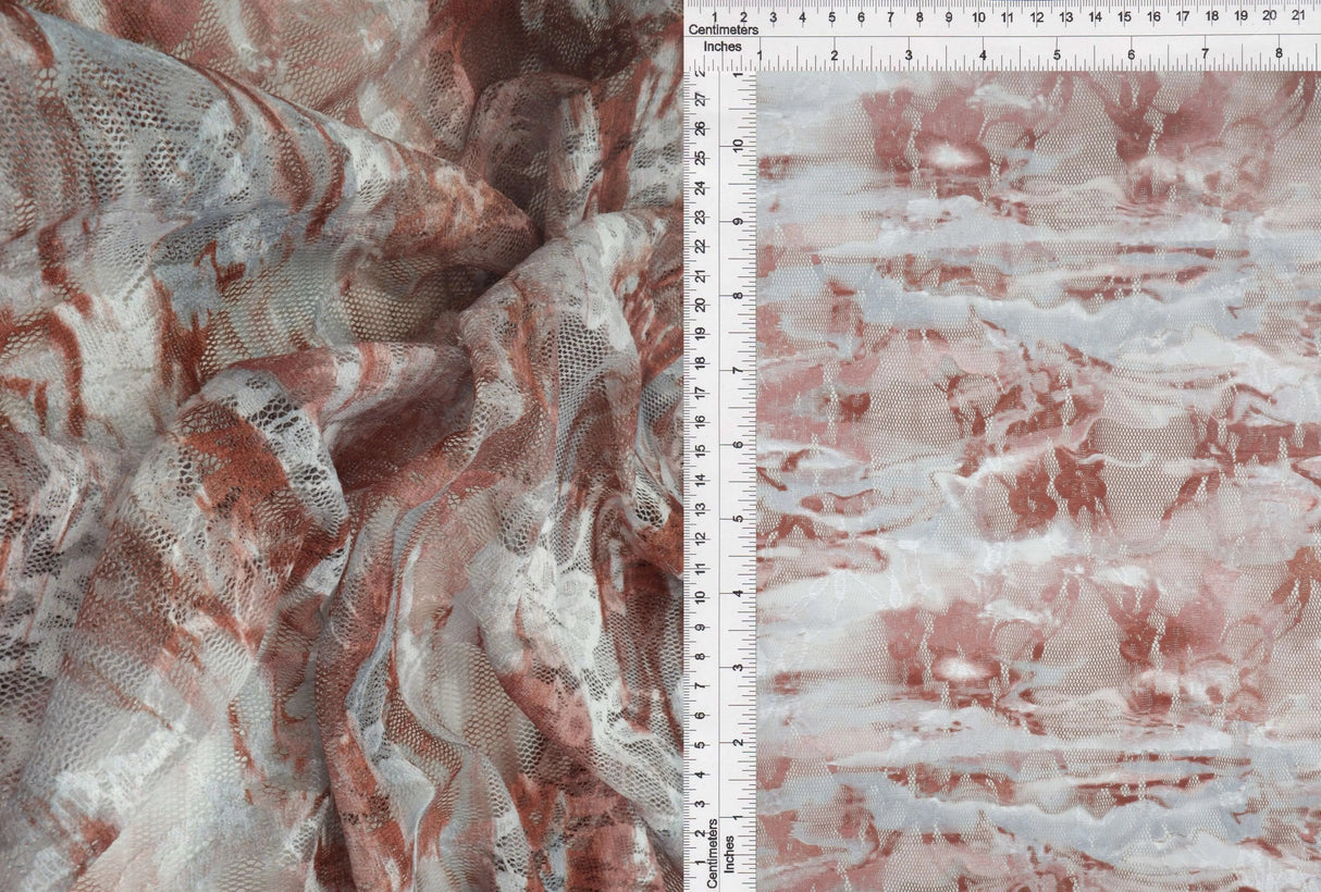 Abstract Lace Digital Print Fabric 92% Polyester 8% Spandex Soft Stretch 56/58 Inches Wide