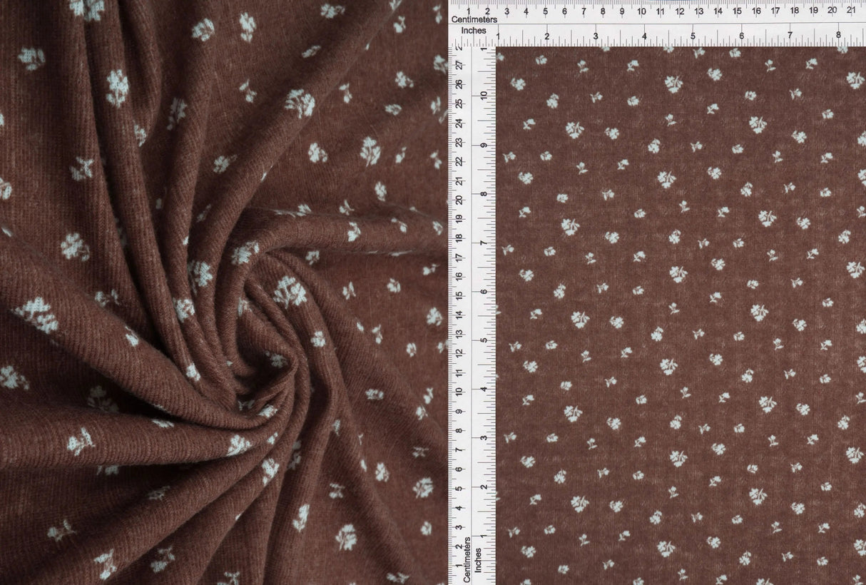 1 Yard Small Flower Ditsy Pointelle Knit Fabric, Cotton Style Stretch 61/63 Inches Wide