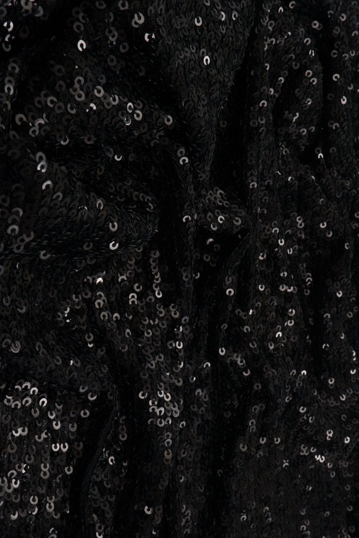 Sequin Embroidered Mesh Knit Black Fabric