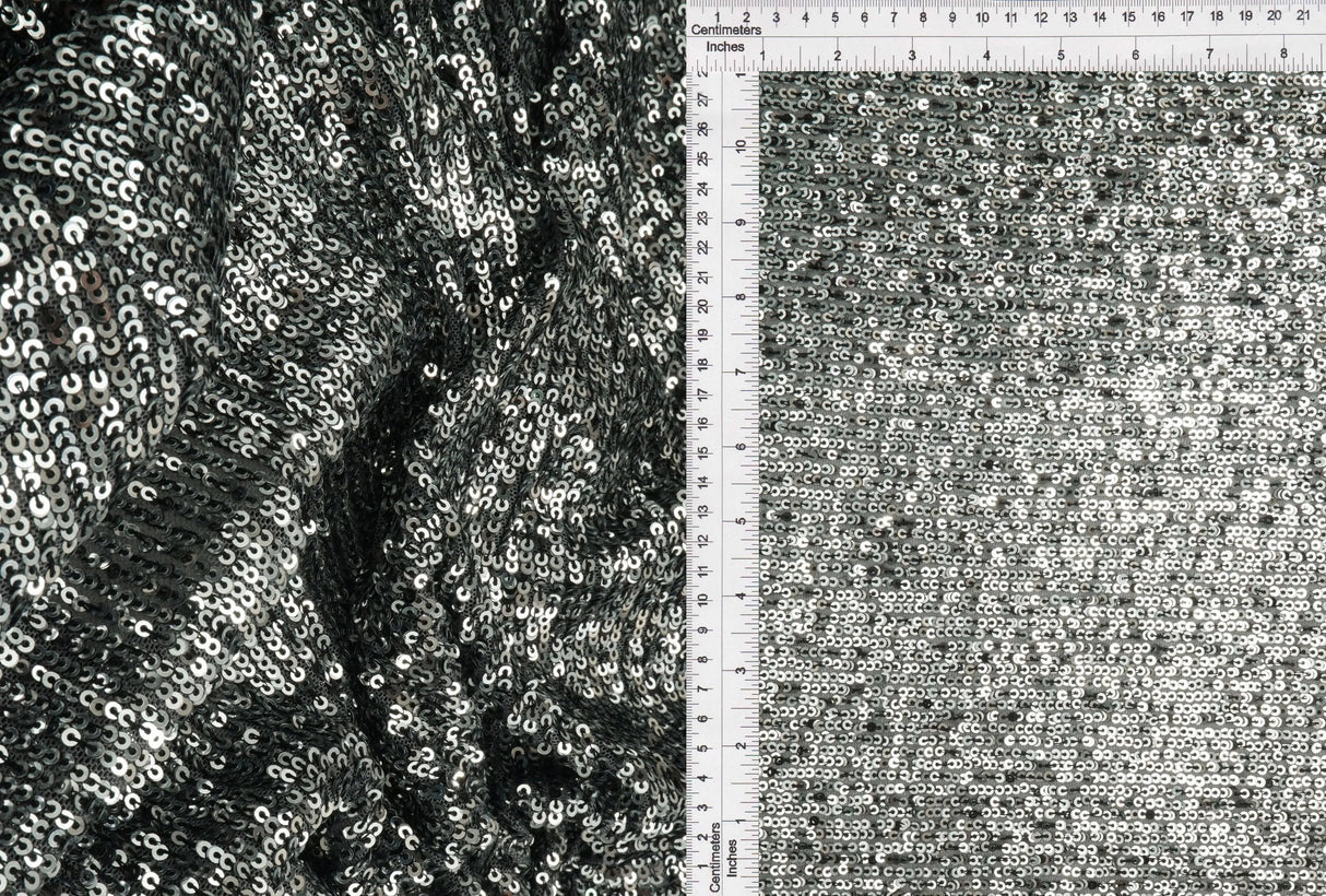 1 Yard Silver Embroidered Knit Fabric Stretch Polyester Blend 50/57 Inches Wide