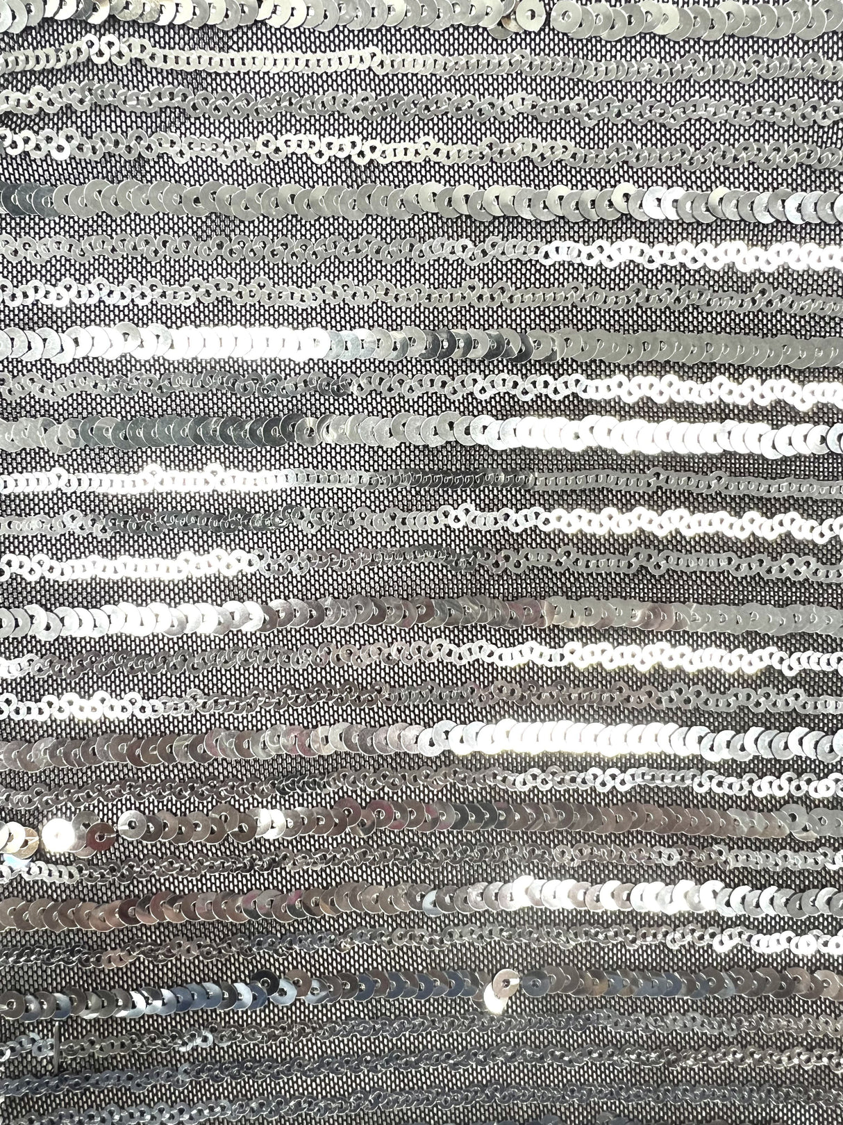 Sequin Embroidered Lace Knit Black Silver