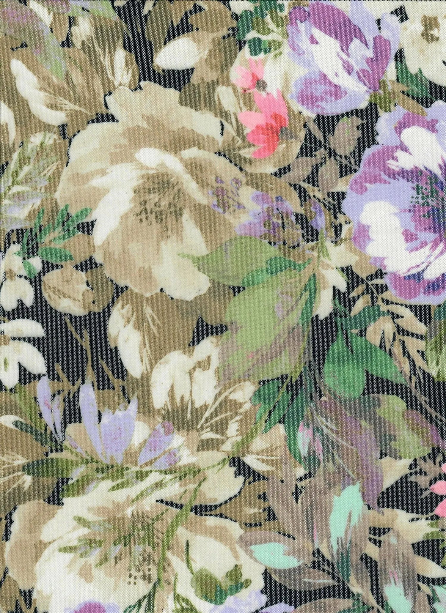 Floral Digital Mesh Fabric Lightweight Stretch Sheer, 54” Wide Polyester Spandex