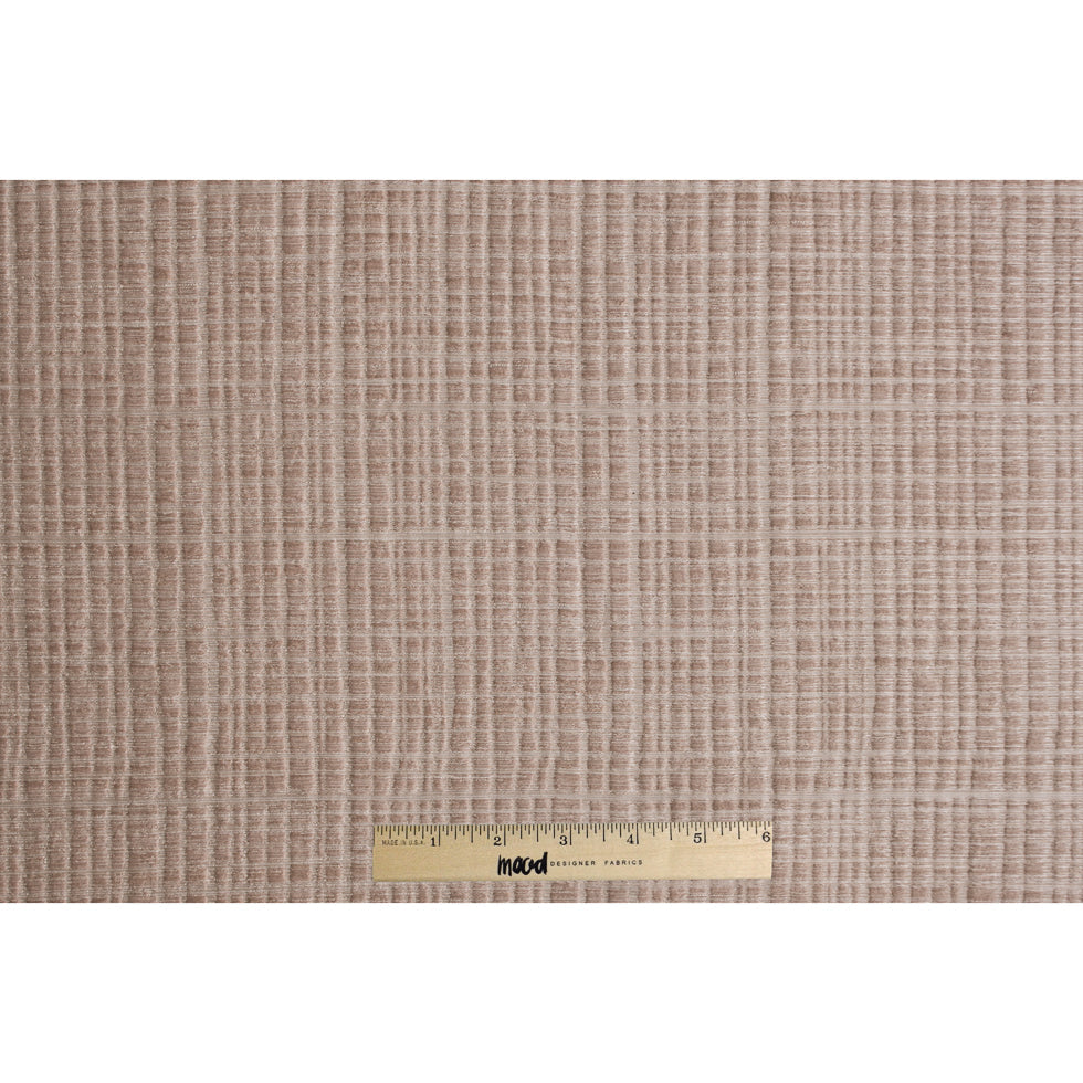 Beige Textured Grid Blended Linen Woven