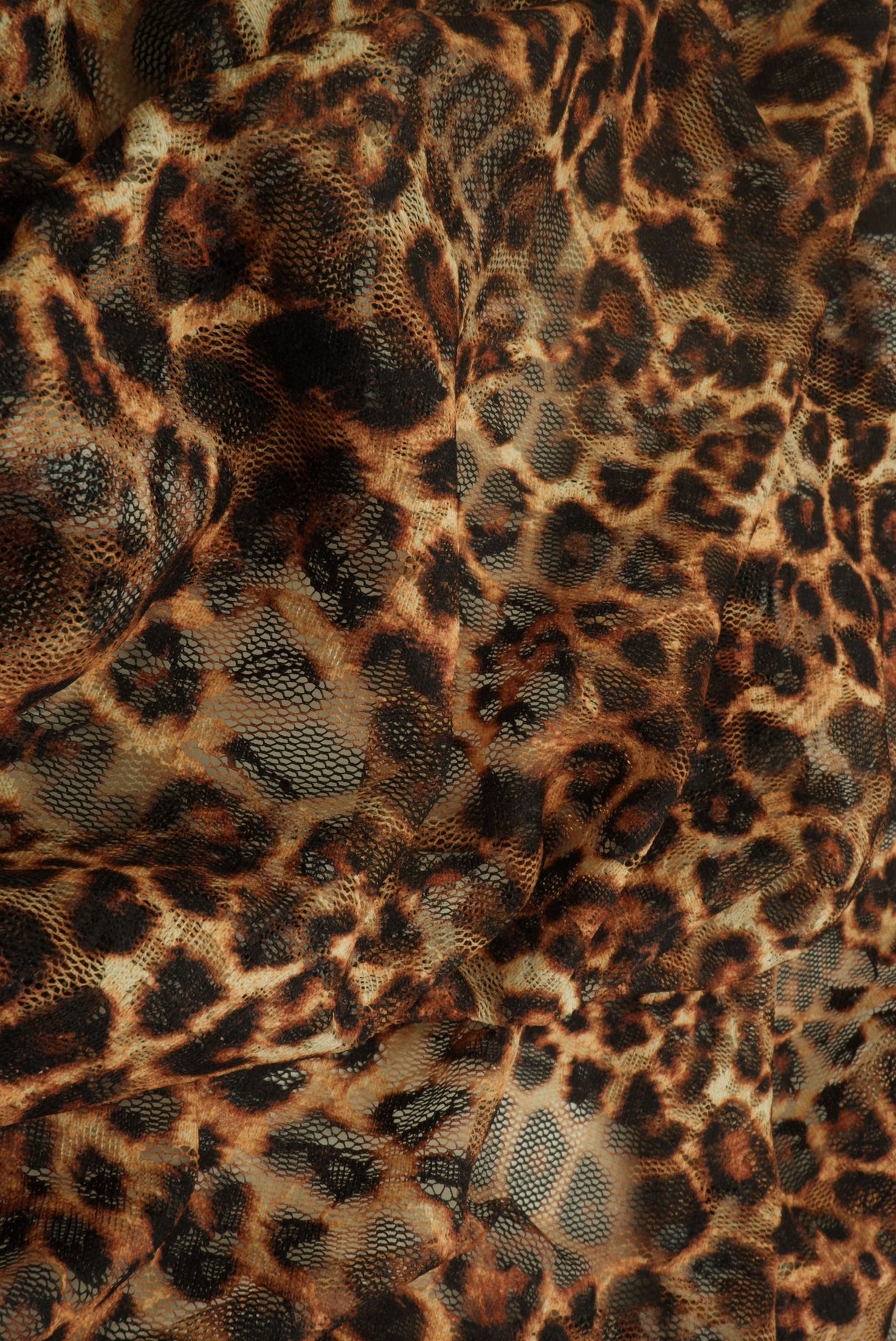 Leopard Lace Stretch Fabric Brown